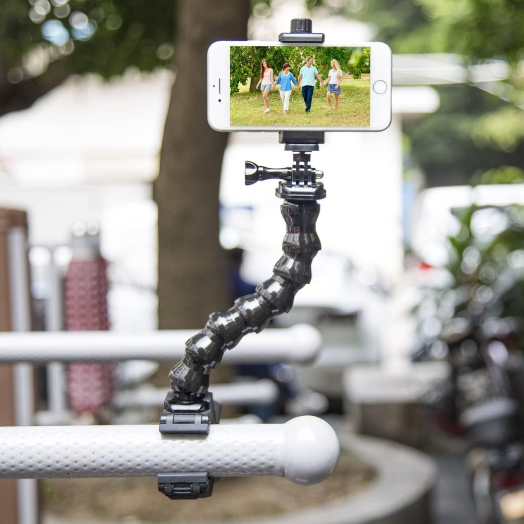 Phone Holder Desk Gooseneck Mount, Cell Phone Clamp Clip for Pole, Mobile Phone Mount Stand, Compatible for iPhone 16 Plus Phone 15 Pro Xs Max XR X 8 7 6 6s Plus and Other 4-7'' Device