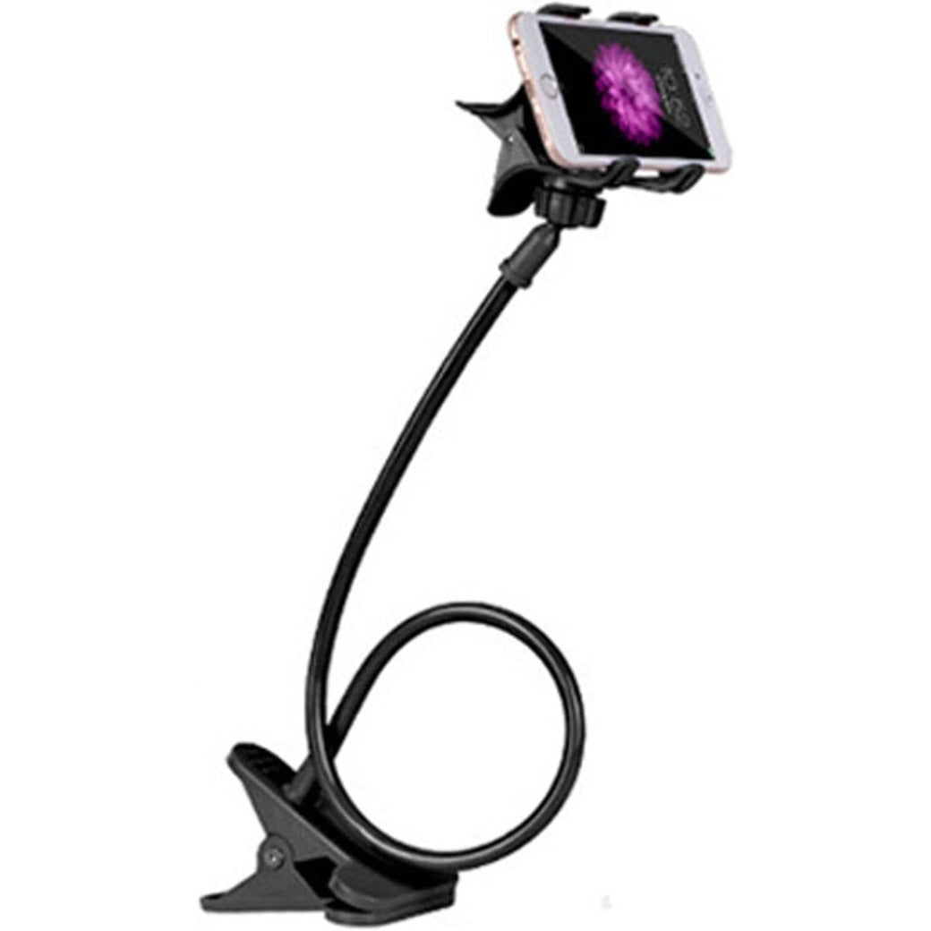 Phone Holder Stand for Bed Flexible Arm Adjustable Phones Mount Clamp on Desk Bedframe Compatible with All Devices,Gooseneck Phone Holder,Flexible 360 Overhead Phone Mount Clip (Black)