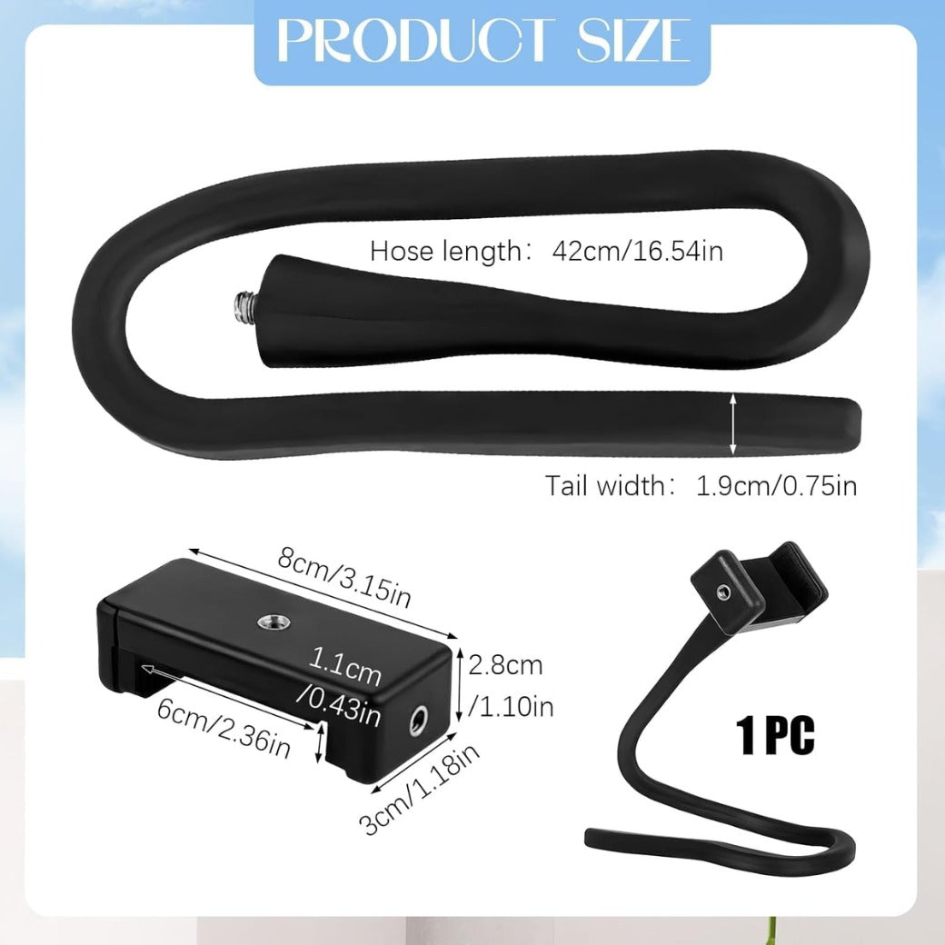 Phone Holder Gooseneck, Universal Lazy Phone Stand Clip 360° Rotating Adjustable Hands-Free for Bed Desk and Kitchen, Phone Stand Clamp Fit for All Smartphones（Black