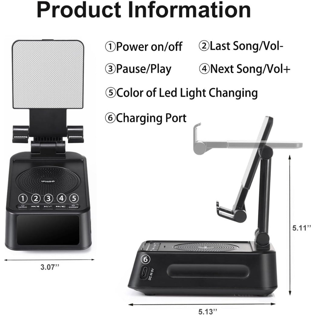 Gifts for Men Women, Phone Stand with Bluetooth Speaker&Clock, Birthday Gifts for Him, Phone Holder with Wireless Speaker, Ideal for Dad Mom Husband Boy, Cool Tech Gadget for Men