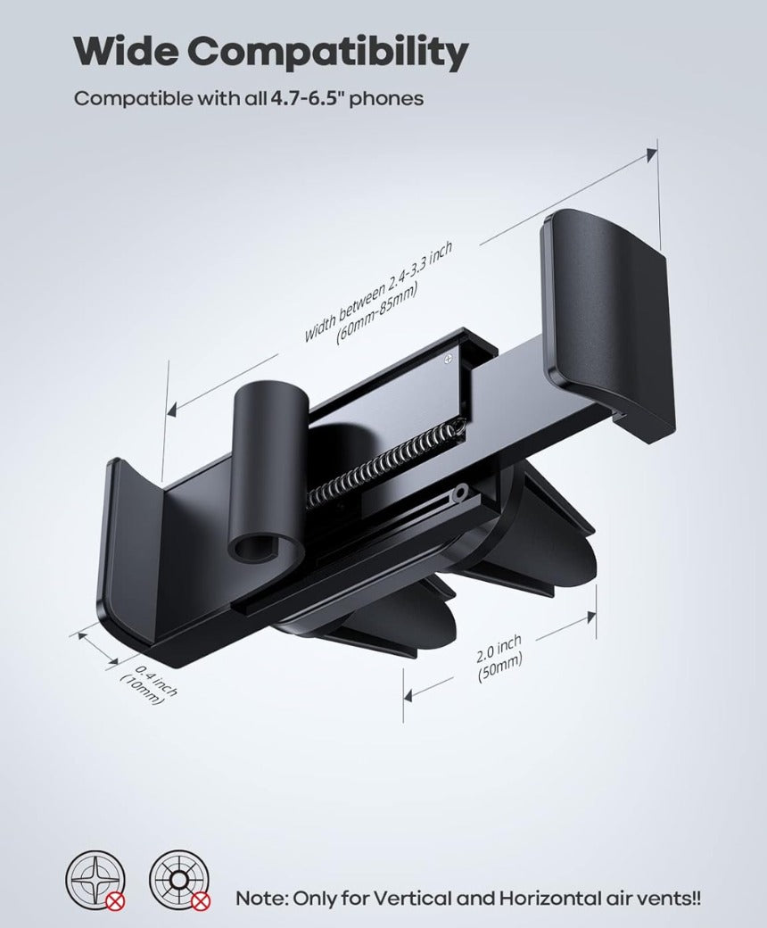 Car Phone Holder, Universal Vent Mount - 360 Rotating Air Vent Cradle Stand for iPhone 17 16 15 14 Pro Max Plus Air, 13 12 Pro Max Mini, 11 Pro Xs XR X 8, Samsung S21, Mobile Phones - Black