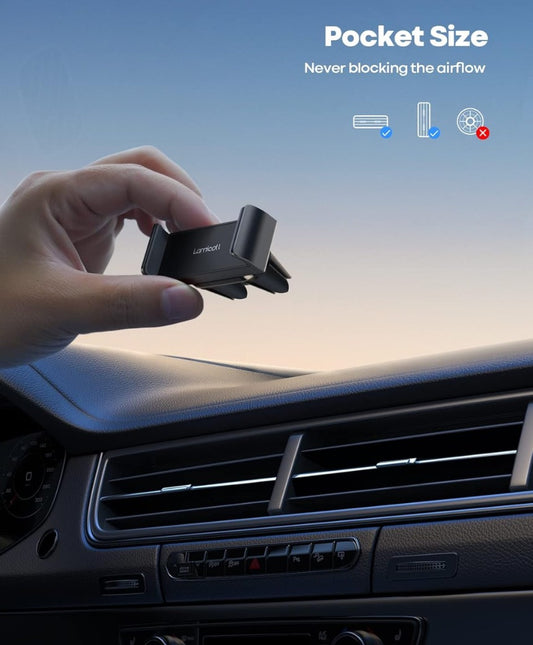 Car Phone Holder, Universal Vent Mount - 360 Rotating Air Vent Cradle Stand for iPhone 17 16 15 14 Pro Max Plus Air, 13 12 Pro Max Mini, 11 Pro Xs XR X 8, Samsung S21, Mobile Phones - Black