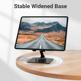 Stable Base Phone Stand - Height Adjustable, 360° Free Rotation Holder for All Mobile Phones & Tablets, black