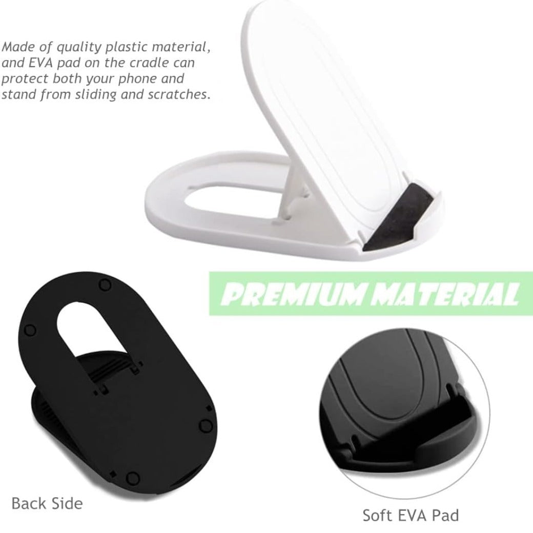 4 Pcs Foldable Cell Phone Stand, Oval Shaped Multi-Angle Universal Pocket Mobile Phone Holder, Portable Adjustable Desktop Holder Compatible with Tablets Smartphones Kindle (Black & White)