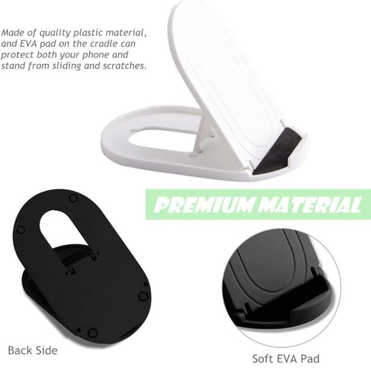 4 Pcs Foldable Cell Phone Stand, Oval Shaped Multi-Angle Universal Pocket Mobile Phone Holder, Portable Adjustable Desktop Holder Compatible with Tablets Smartphones Kindle (Black & White)