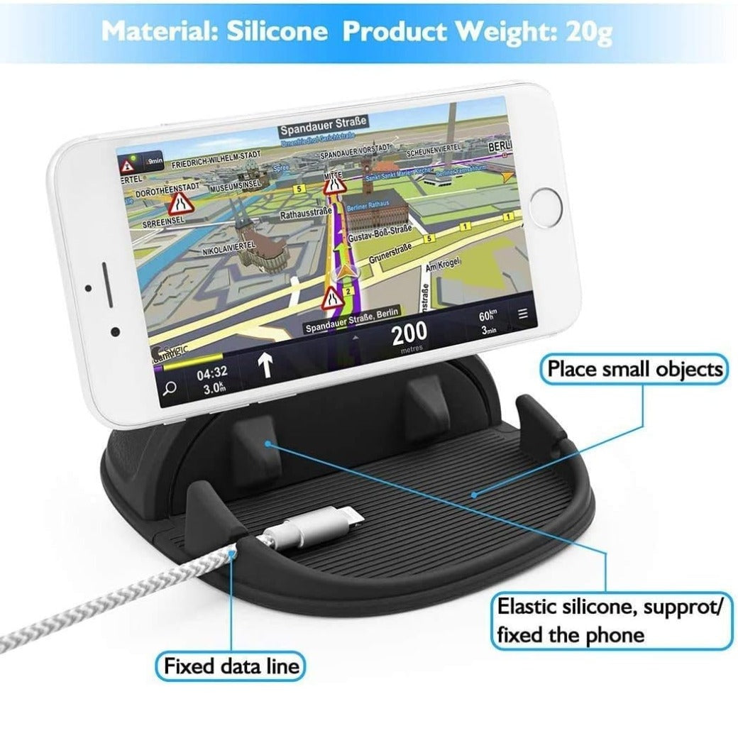 Car Phone Holder Dashboard, Car Phone Mount Cradle Anti-Slip Silicone Dashboard Phone Holder for Cars Sat Nav Holder Pad Mat Compatible with iPhone Samsung Galaxy and GPS Devices
