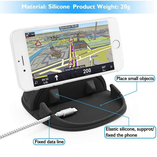Car Phone Holder Dashboard, Car Phone Mount Cradle Anti-Slip Silicone Dashboard Phone Holder for Cars Sat Nav Holder Pad Mat Compatible with iPhone Samsung Galaxy and GPS Devices
