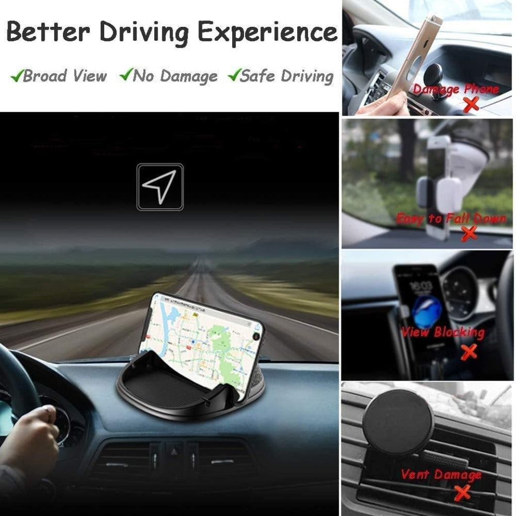 Car Phone Holder Dashboard, Car Phone Mount Cradle Anti-Slip Silicone Dashboard Phone Holder for Cars Sat Nav Holder Pad Mat Compatible with iPhone Samsung Galaxy and GPS Devices