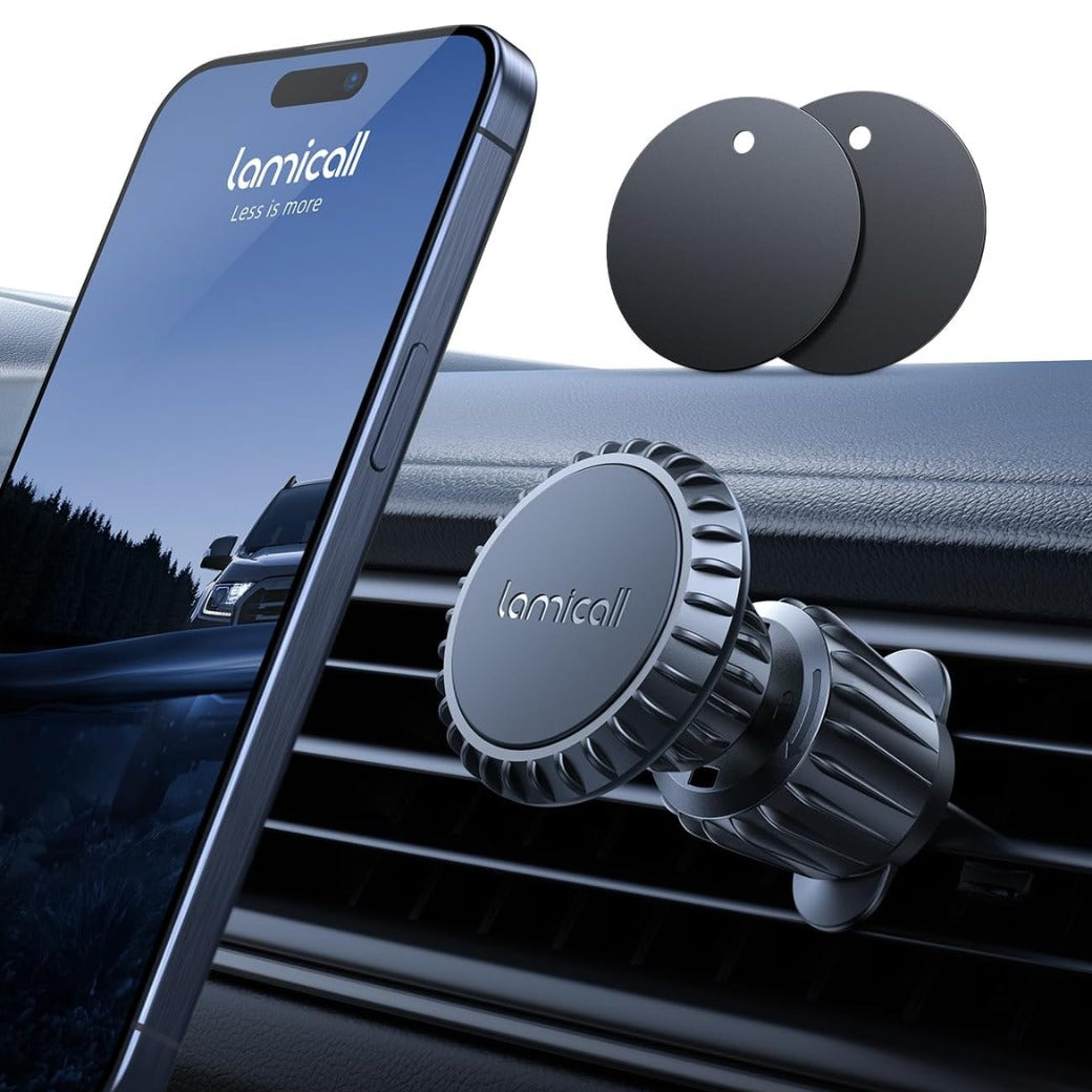 Magnetic Car Phone Holder Vent 2025 Upgrade 6X N52 Strong Magnets, Universal Mobile Phone Mount Hook, 360 Rotating Air Vent Cradle for iPhone, Samsung, Huawei, All Smartphones & Tablets