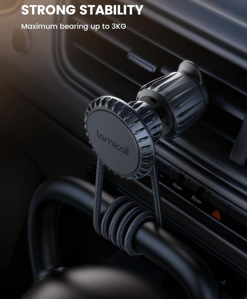 Magnetic Car Phone Holder Vent 2025 Upgrade 6X N52 Strong Magnets, Universal Mobile Phone Mount Hook, 360 Rotating Air Vent Cradle for iPhone, Samsung, Huawei, All Smartphones & Tablets