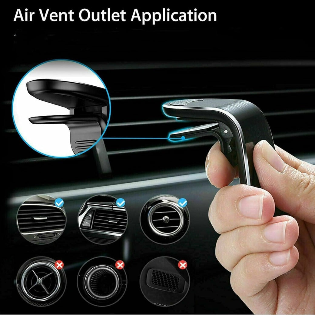 Car Phone Holder Magnetic Air Vent L Type Air Vent Clip Mount Magnetic Mobile Phone Holders, Phone Mount for Car Compatible with iphone, Samsung, Huawei