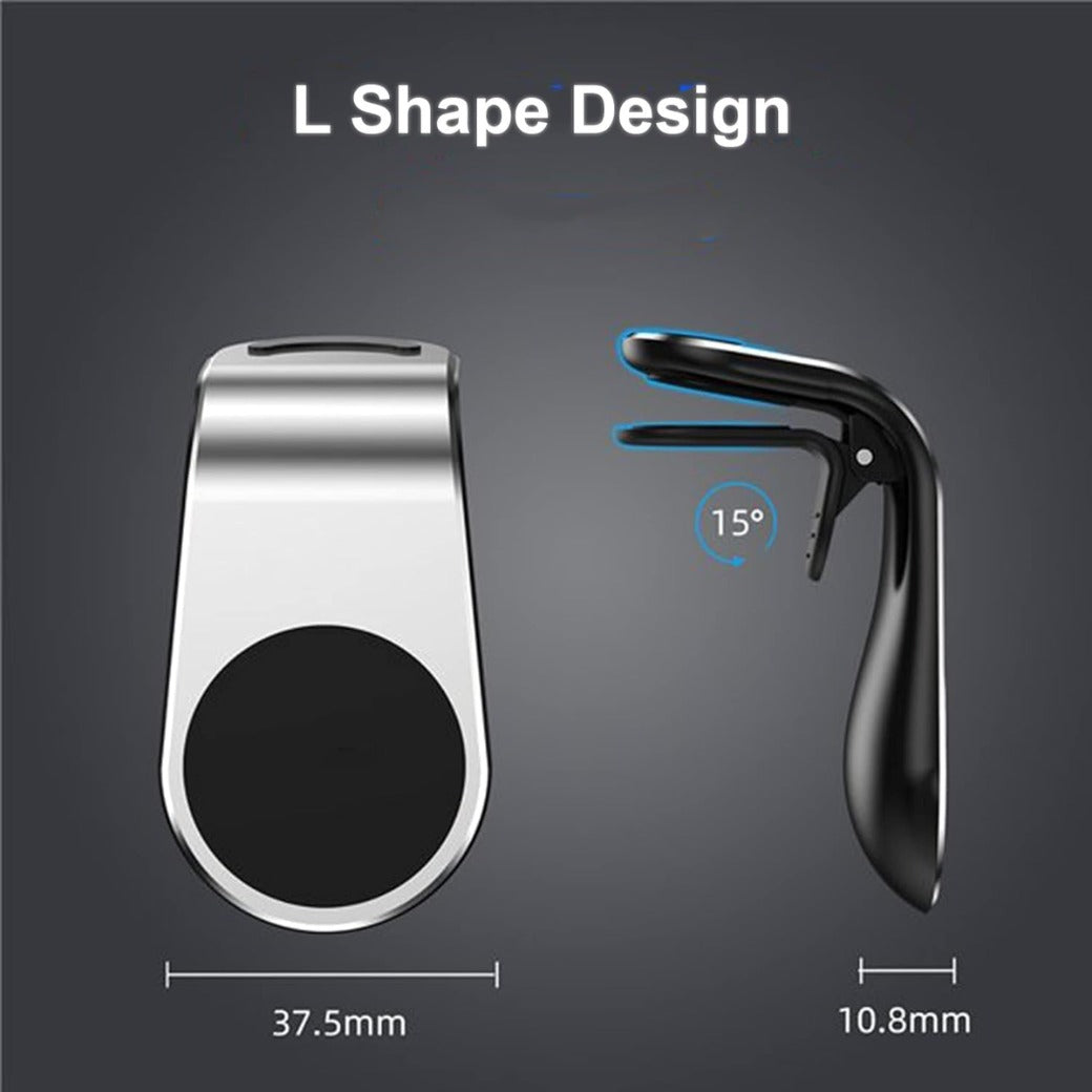 Car Phone Holder Magnetic Air Vent L Type Air Vent Clip Mount Magnetic Mobile Phone Holders, Phone Mount for Car Compatible with iphone, Samsung, Huawei