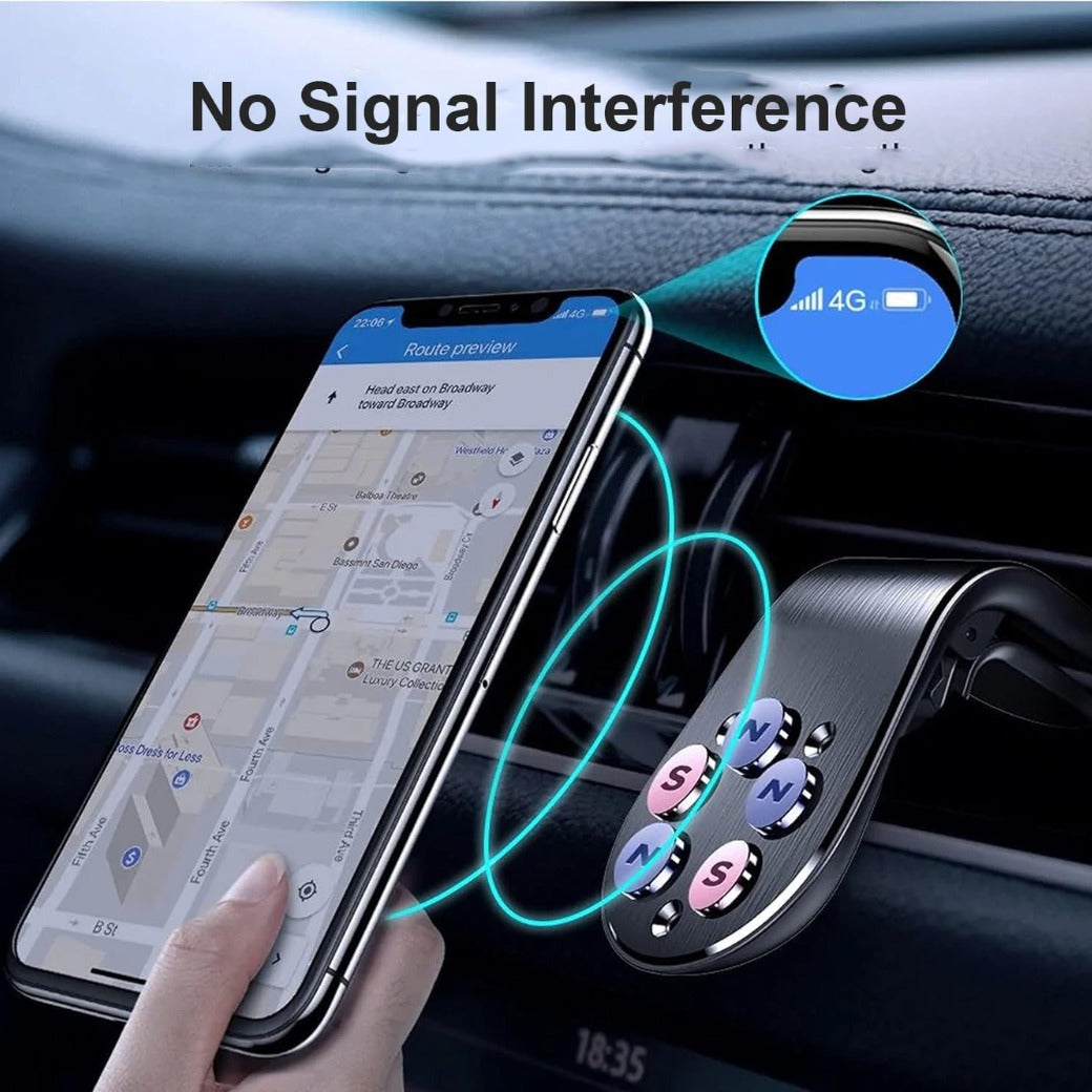 Car Phone Holder Magnetic Air Vent L Type Air Vent Clip Mount Magnetic Mobile Phone Holders, Phone Mount for Car Compatible with iphone, Samsung, Huawei
