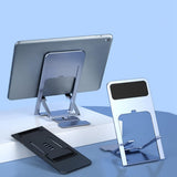 Ultra Thin Portable Foldable Cell Phone Stand - Adjustable Folding Stand for Desk & Travel, Compatible with iPhone Smartphones and iPad Tablets (4-12in), Blac