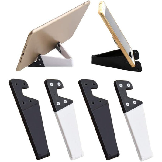 4 Pcs Foldable Cell Phone Stand, V Shaped Universal Pocket Mobile Phone Holder, Portable Vertical and Horizontal Mount Desktop Holder Compatible with Tablets Smartphones (Black & White)