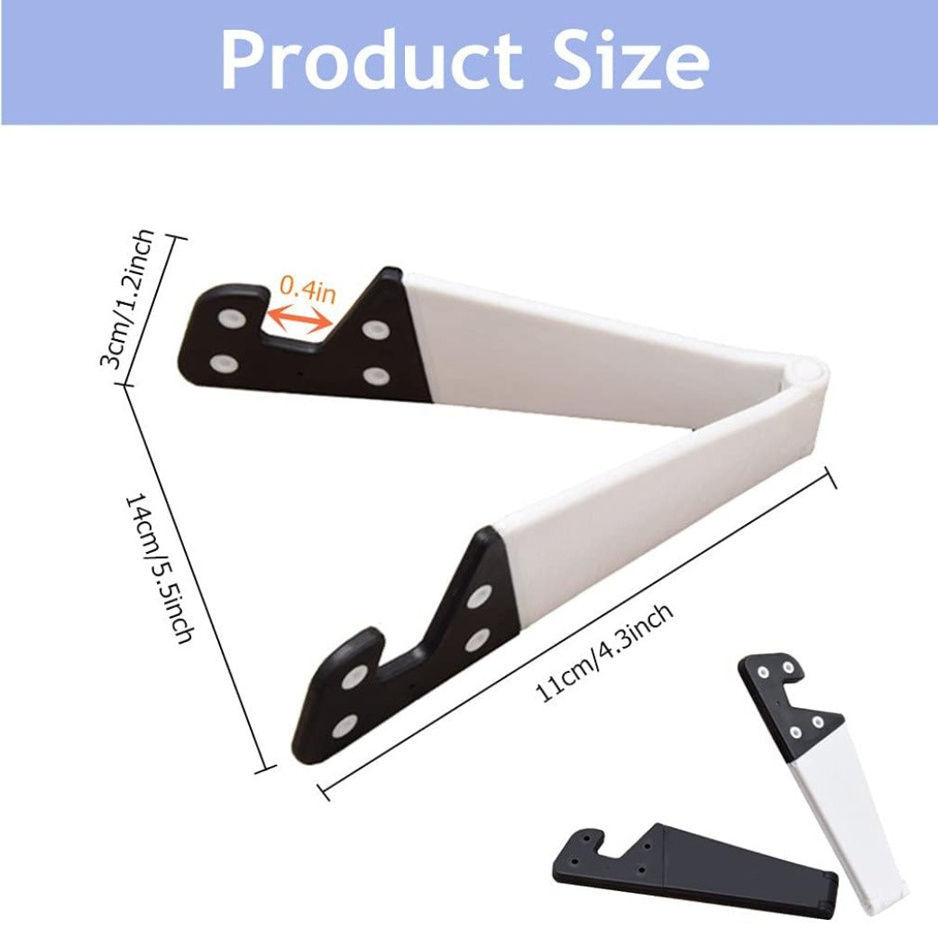 4 Pcs Foldable Cell Phone Stand, V Shaped Universal Pocket Mobile Phone Holder, Portable Vertical and Horizontal Mount Desktop Holder Compatible with Tablets Smartphones (Black & White)