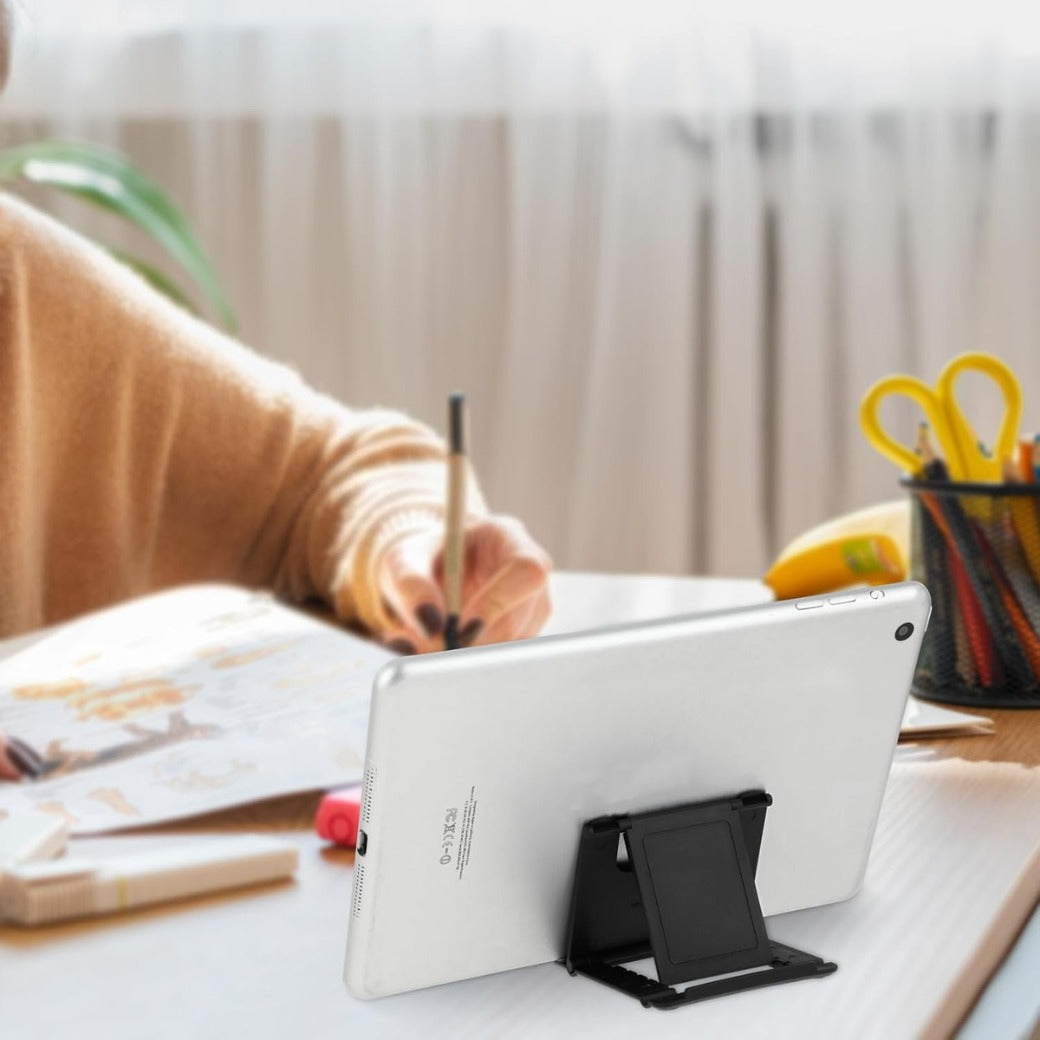 2Pcs Foldable Phone Stand, Mini Tablet Stand Multi-Angle Cell Holder Portable Cradle Mobile Docks for Desk Home Watch Movie Video (Black)