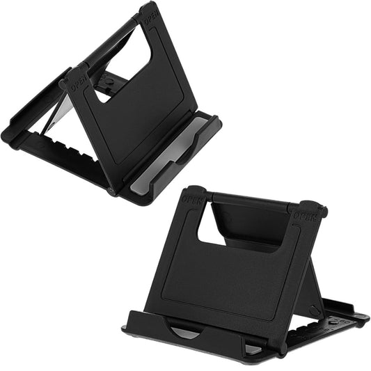 2Pcs Foldable Phone Stand, Mini Tablet Stand Multi-Angle Cell Holder Portable Cradle Mobile Docks for Desk Home Watch Movie Video (Black)