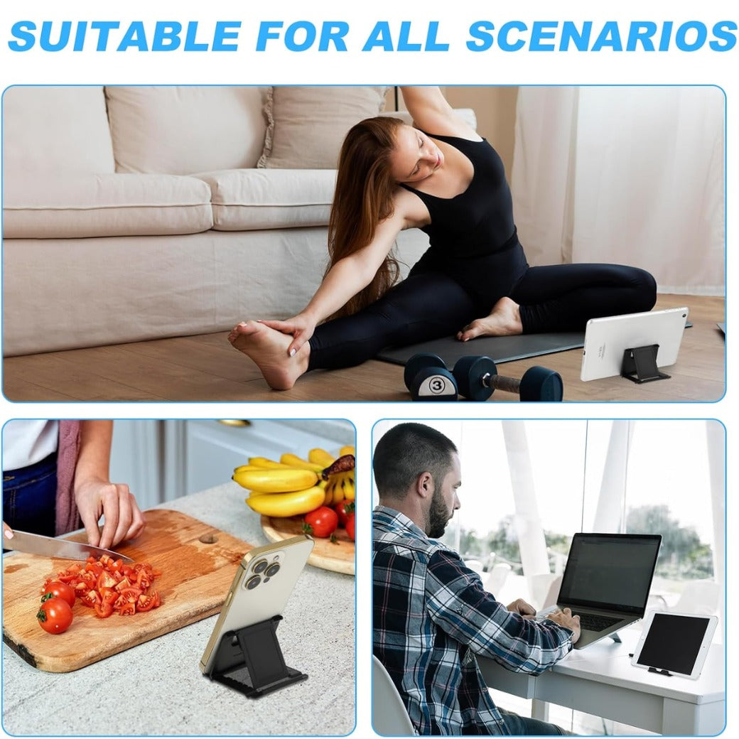 2Pcs Foldable Phone Stand, Mini Tablet Stand Multi-Angle Cell Holder Portable Cradle Mobile Docks for Desk Home Watch Movie Video (Black)