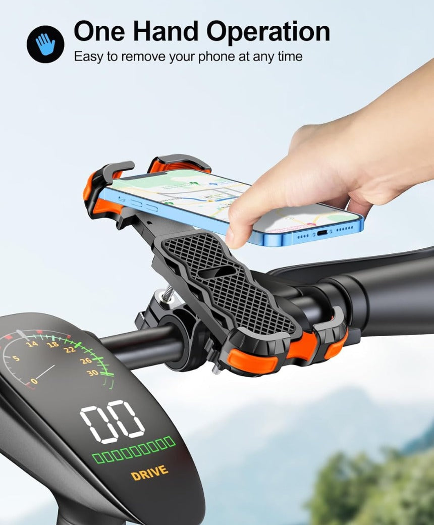 Bike Phone Holder, [Secure Lock] 8S Quick Install Anti-fall Motorbike Phone Holder, 360° Rotating Bike Phone Mount for 4.7”-6.8” Mobile Phones, Cycling Bikes Stand Fits Mountain/Scooter/Dirt