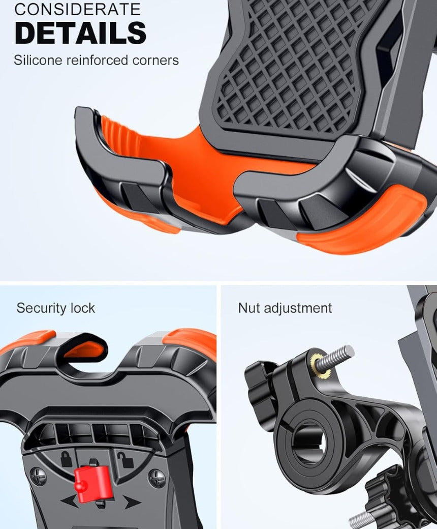Bike Phone Holder, [Secure Lock] 8S Quick Install Anti-fall Motorbike Phone Holder, 360° Rotating Bike Phone Mount for 4.7”-6.8” Mobile Phones, Cycling Bikes Stand Fits Mountain/Scooter/Dirt