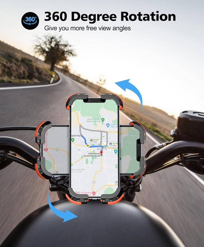 Bike Phone Holder, [Secure Lock] 8S Quick Install Anti-fall Motorbike Phone Holder, 360° Rotating Bike Phone Mount for 4.7”-6.8” Mobile Phones, Cycling Bikes Stand Fits Mountain/Scooter/Dirt