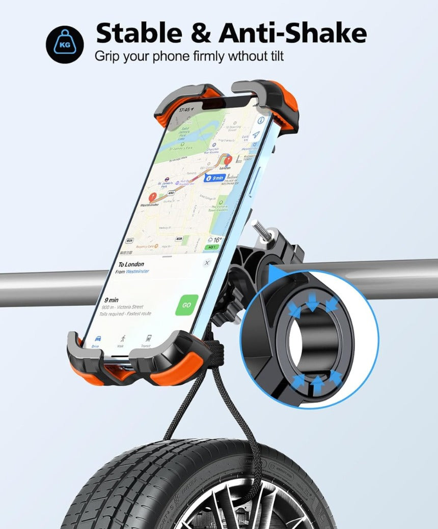 Bike Phone Holder, [Secure Lock] 8S Quick Install Anti-fall Motorbike Phone Holder, 360° Rotating Bike Phone Mount for 4.7”-6.8” Mobile Phones, Cycling Bikes Stand Fits Mountain/Scooter/Dirt