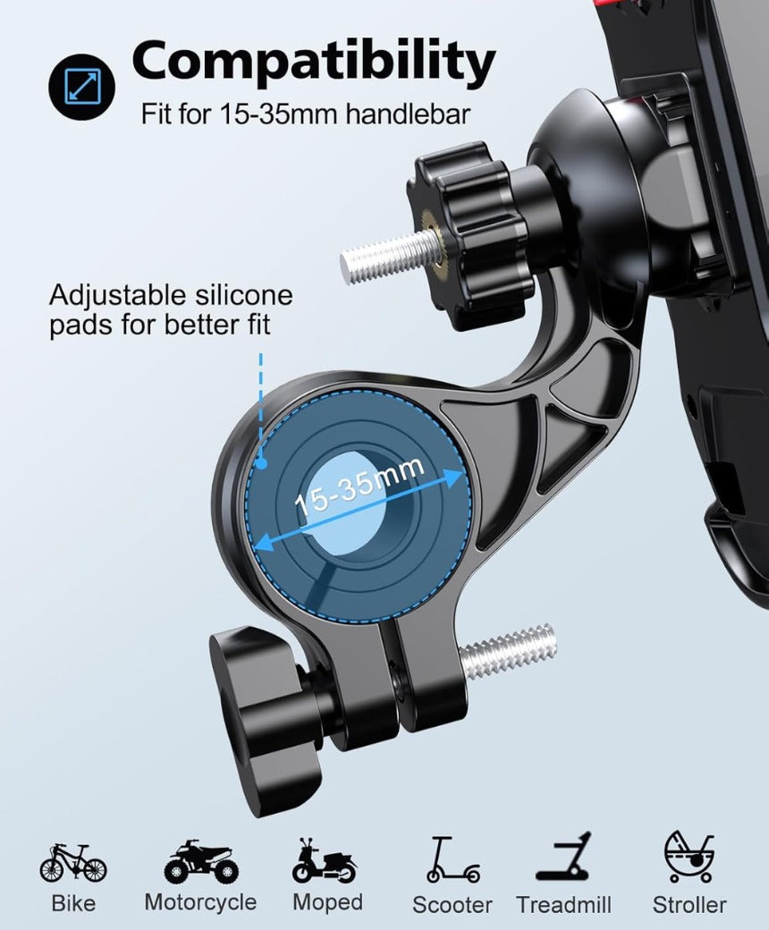 Bike Phone Holder, [Secure Lock] 8S Quick Install Anti-fall Motorbike Phone Holder, 360° Rotating Bike Phone Mount for 4.7”-6.8” Mobile Phones, Cycling Bikes Stand Fits Mountain/Scooter/Dirt