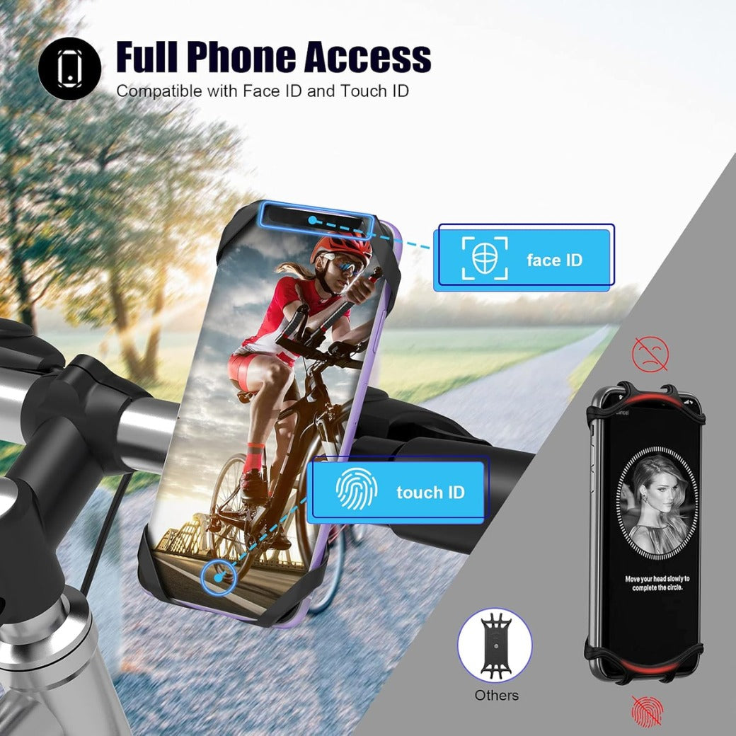 Bike Phone Holder, Universal Bicycle Motorcycle Cell Phone mount, 360° Rotatable Adjustable Bike Phone Mount Compatible for 4" to 6.7" Smartphones