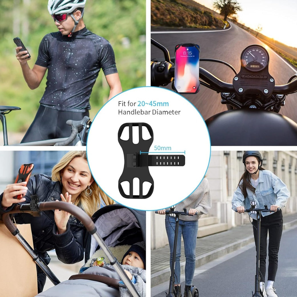 Bike Phone Holder, Universal Bicycle Motorcycle Cell Phone mount, 360° Rotatable Adjustable Bike Phone Mount Compatible for 4" to 6.7" Smartphones