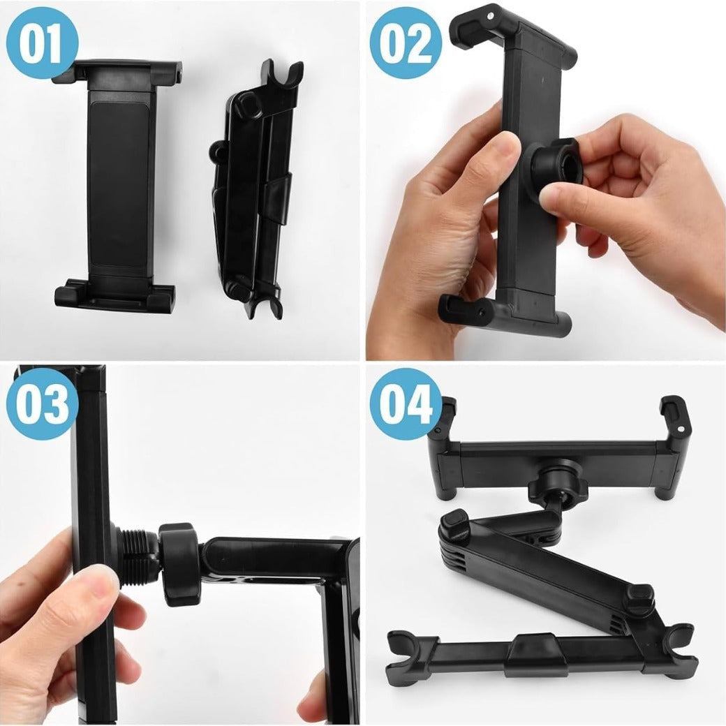 Car Headrest Mount, 360° Adjustable Car Backseat Mount, Headrest Tablet Mount for kids, adults, Universal Tablets holder for 5.5" - 12.9" iPad, Samsung, Switch, Kindle, Cellphone