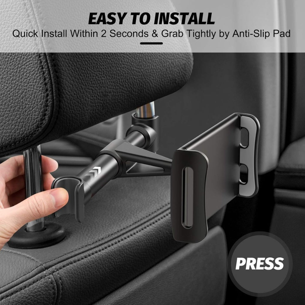 Car Tablet Holder Headrest Mount, Universal 360 Rotating Car Seat Stand Cradle for All 4.4~11" Tablets, Pad Pro 9.7, 10.5, Air mini, Nintendo Switch, Tab, Mobile Phones (Black)