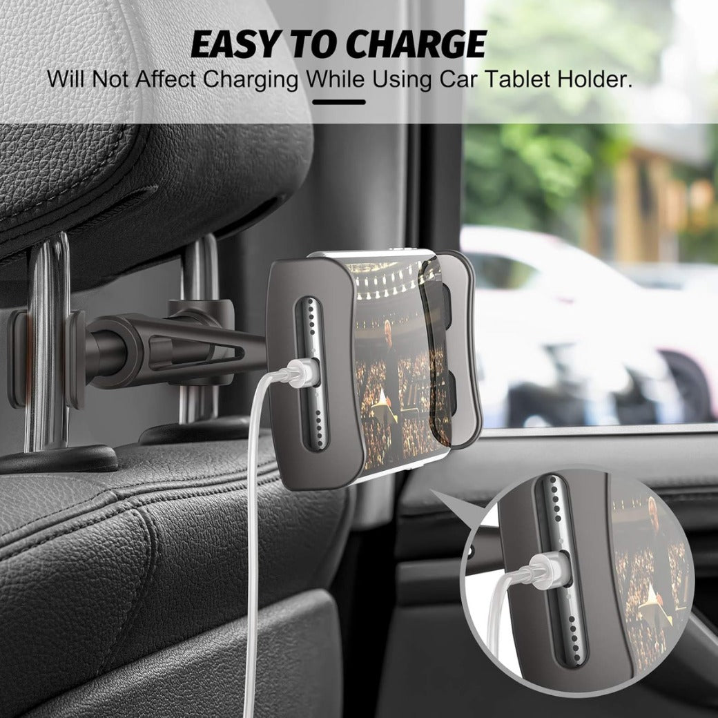 Car Tablet Holder Headrest Mount, Universal 360 Rotating Car Seat Stand Cradle for All 4.4~11" Tablets, Pad Pro 9.7, 10.5, Air mini, Nintendo Switch, Tab, Mobile Phones (Black)