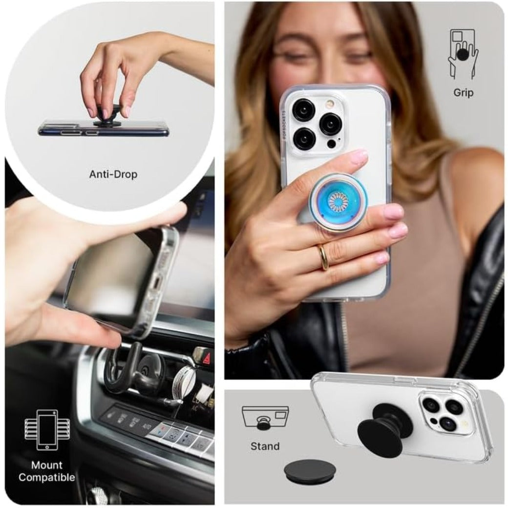 PopGrip - Expanding Stand and Grip with a Swappable Top for Smartphones and Tablets - Sun and Moon