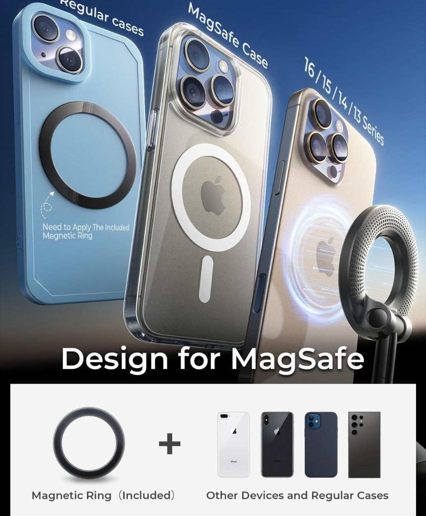 2026 Upgraded Vacuum Magnetic Phone Holder for Car, 360° Rotatable Suction Mount, Foldable & Adjustable for Car/Gym/Smooth Surface, Phone Holder with 3 Extra Rings for iPhone 17 16 15 14 13 & Android