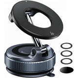 2026 Upgraded Vacuum Magnetic Phone Holder for Car, 360° Rotatable Suction Mount, Foldable & Adjustable for Car/Gym/Smooth Surface, Phone Holder with 3 Extra Rings for iPhone 17 16 15 14 13 & Android