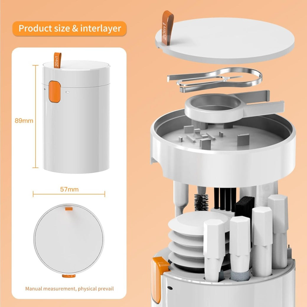 Cleaning Kit, 20 in 1 Keyboard Laptop Pen Cleaner Kit, Computer Tech Cleaning, Electronic Screen Cleaner Multi-Tool for Cleaning Mobile Phones, MacBook, Earbuds,Camera Lens, Computer Monitor-(Black)