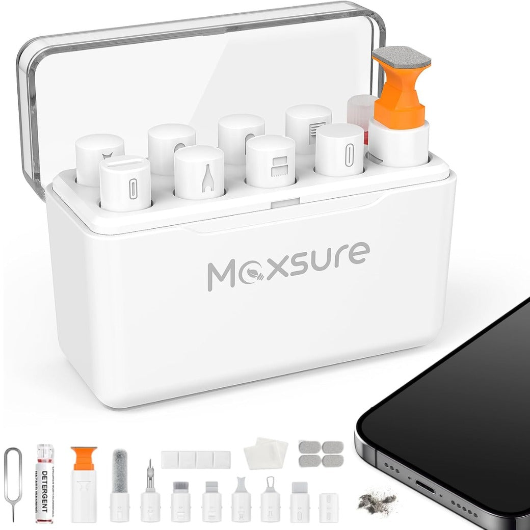 iPhone Cleaning Kit 12 in 1, Airpods Cleaning Kit, Laptop Cleaner Set, iPad/Phone Charging Port Cleaner Repair & Restore Tool, Multi Tool Set for USB C Port/Lightning Cables, White