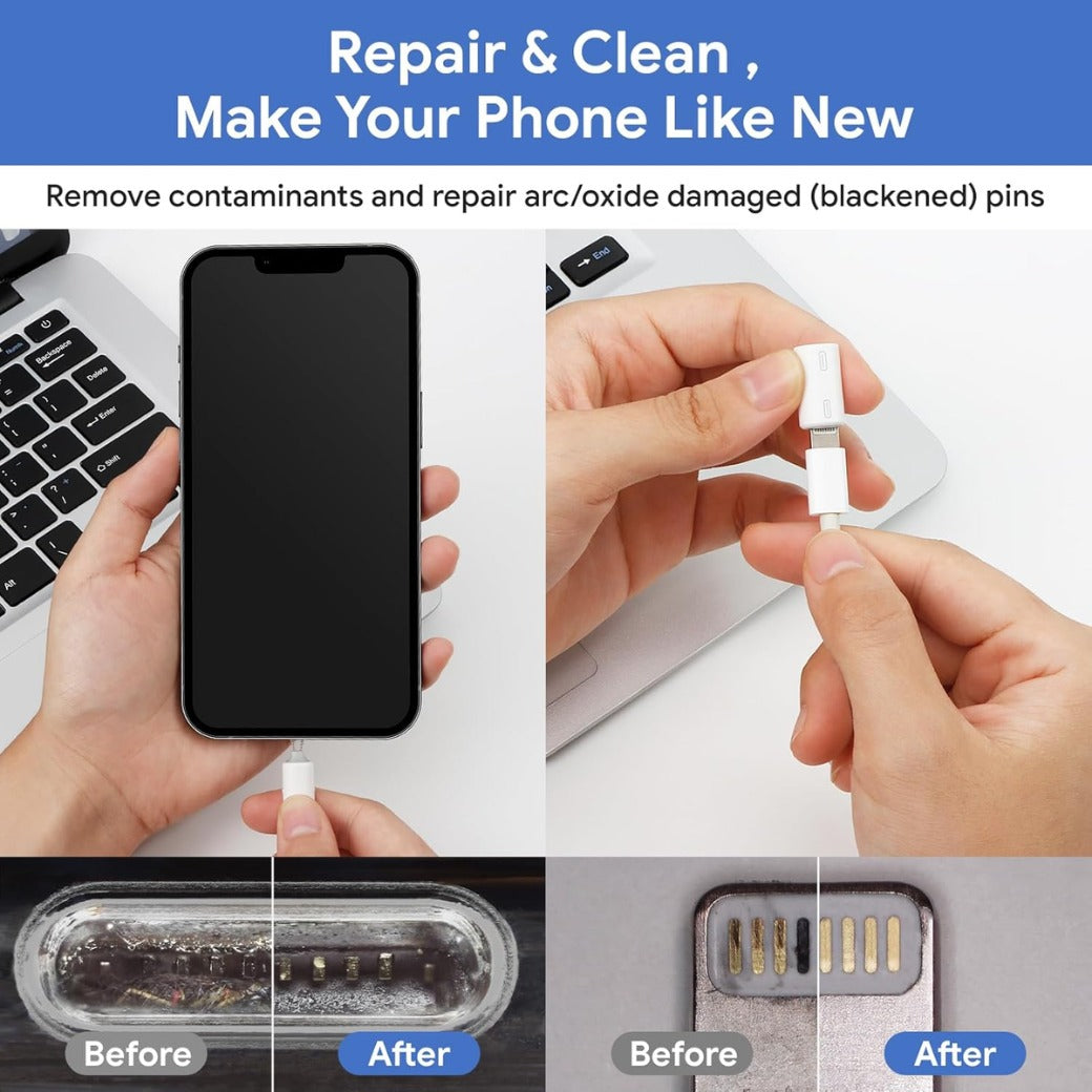 iPhone Cleaning Kit 12 in 1, Airpods Cleaning Kit, Laptop Cleaner Set, iPad/Phone Charging Port Cleaner Repair & Restore Tool, Multi Tool Set for USB C Port/Lightning Cables, White
