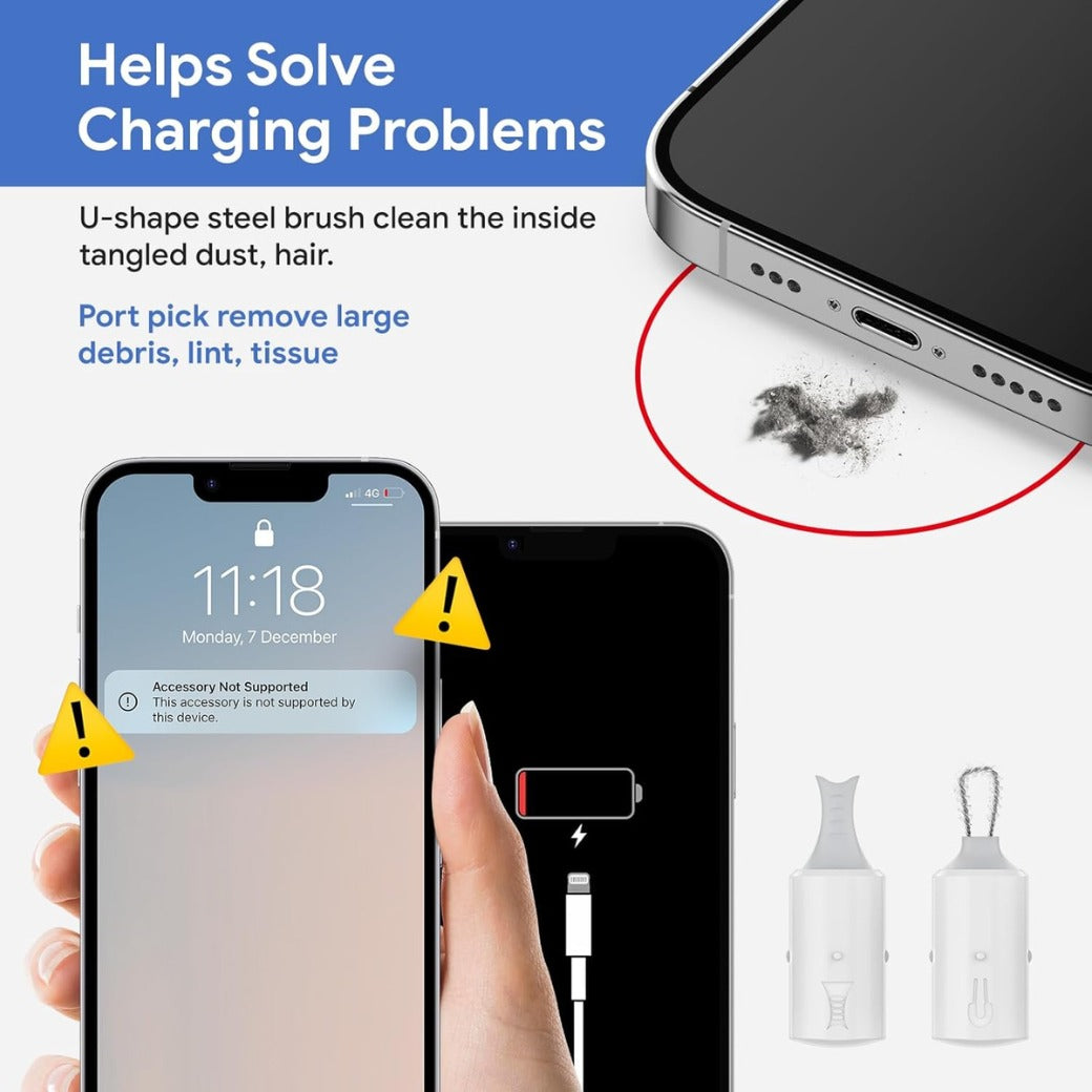 iPhone Cleaning Kit 12 in 1, Airpods Cleaning Kit, Laptop Cleaner Set, iPad/Phone Charging Port Cleaner Repair & Restore Tool, Multi Tool Set for USB C Port/Lightning Cables, White