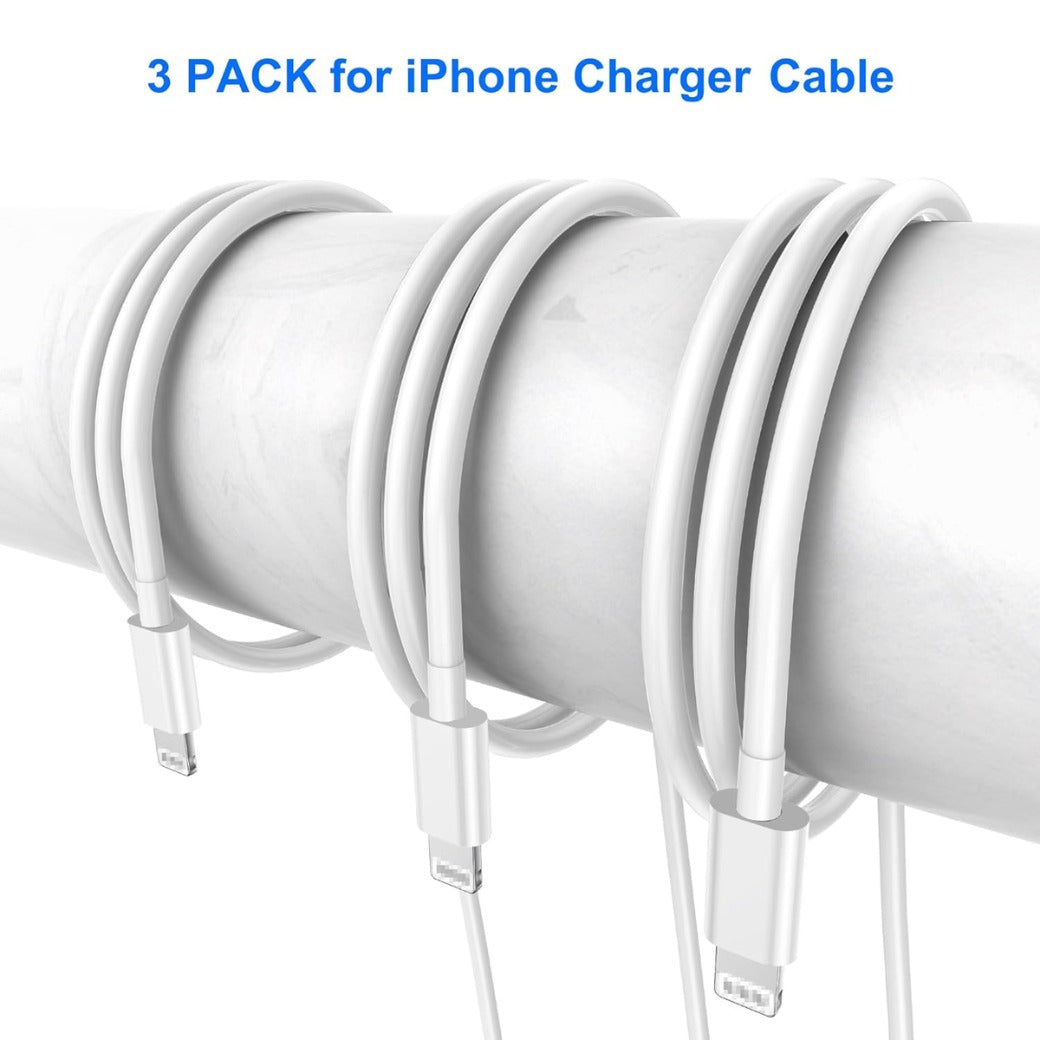 3Pack for iPhone Charger Cable 1M MFi Certified Lead, A to USB Cable Fast Charging for Apple iPhone 14/13/12/11/11ProMax/X/XS/XR/XS Max/8/7/6/5, for iPad (1M White)