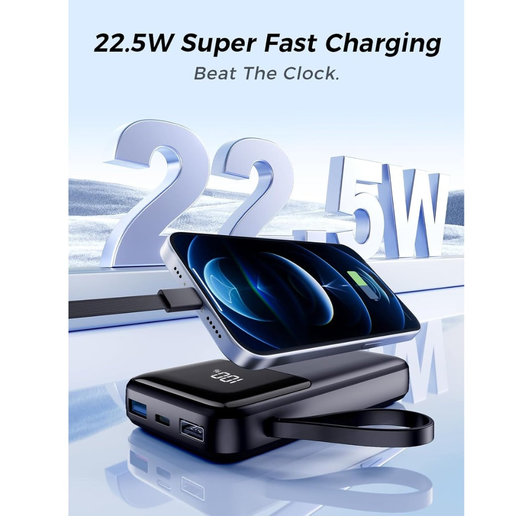 Power Bank Fast Charging 10000mAh,22.5W Portable Charger(USB-C Input & Output), PD 3.0 QC 3.0 External Mobile Phone Batteries,6 Output & 2 Input, Compatible with iPhone 17 16 15 14 13 12