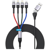 100W Multi Charging Cable, 4 in 2 Fast Charging Cord, 10FT Multiple USB Charger Cable Nylon Braided with USB C/Lightn-ing/Micro Connectors for iPhone, iOS,Samsung, Android, Galaxy, Xiaomi, Oneplus