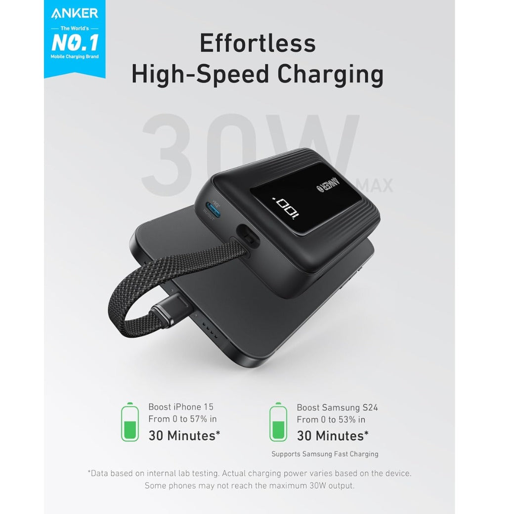 Power Bank, 10,000mAh 30W High-Speed Portable Charger with Built-In USB-C Cable, Fast Charging Battery Pack for iPhone 17/17 Air/17 Pro/17 Pro Max/16/15 Series, Galaxy, iPad, and More