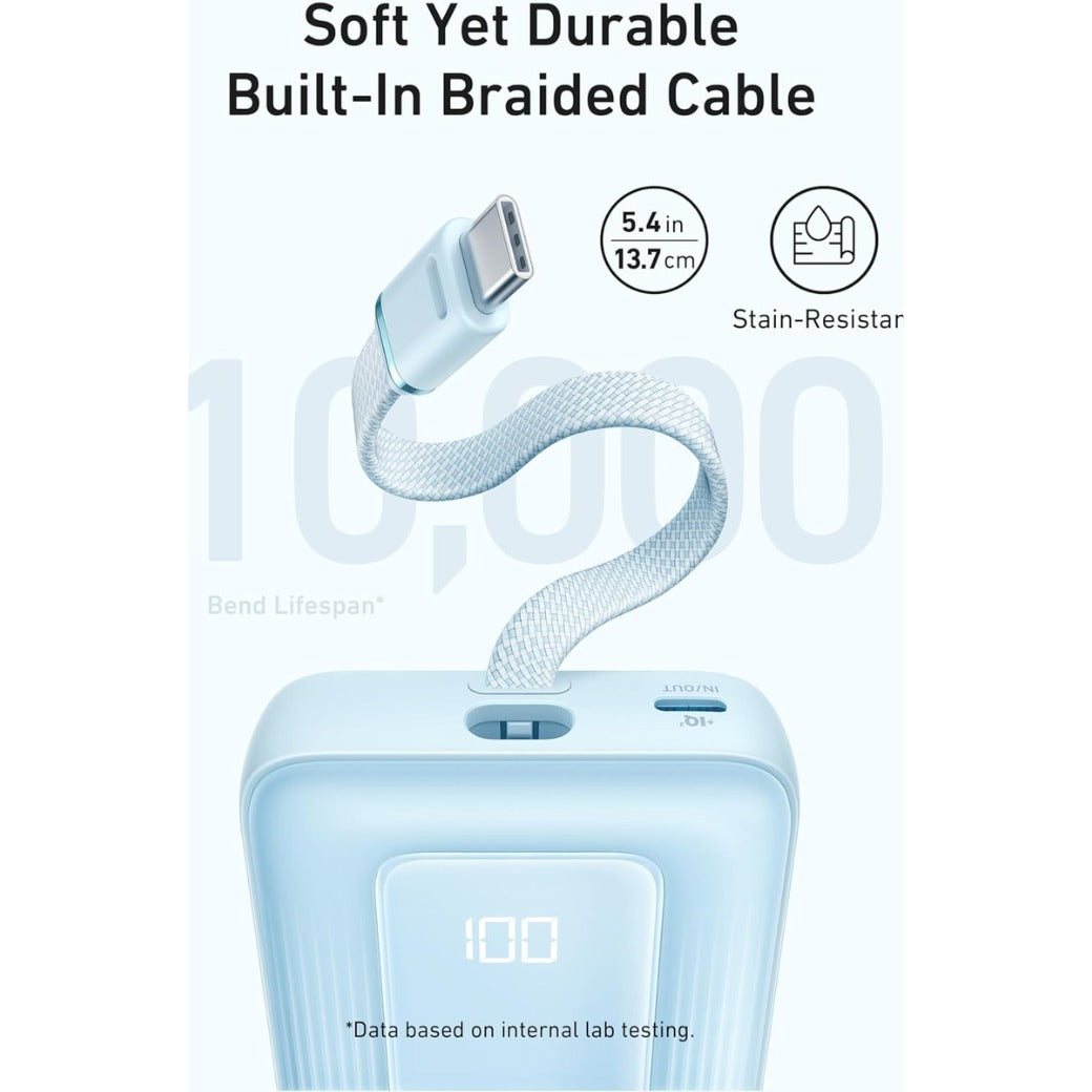 Power Bank, 10,000mAh 30W High-Speed Portable Charger with Built-In USB-C Cable, Fast Charging Battery Pack for iPhone 17/17 Air/17 Pro/17 Pro Max/16/15 Series, Galaxy, iPad, and More