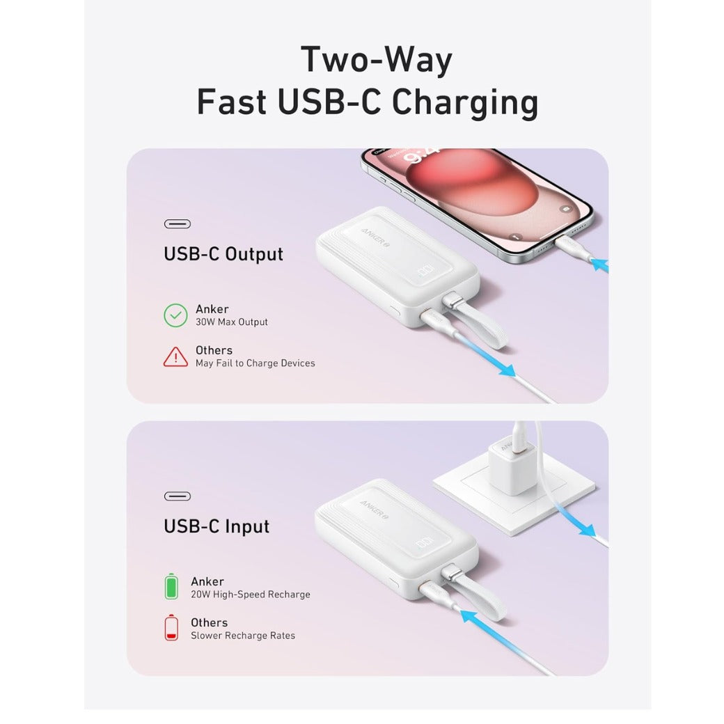 Power Bank, 10,000mAh 30W High-Speed Portable Charger with Built-In USB-C Cable, Fast Charging Battery Pack for iPhone 17/17 Air/17 Pro/17 Pro Max/16/15 Series, Galaxy, iPad, and More