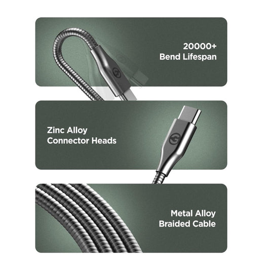 10Ft Anti-Tangle USB-C Charger Cable (2 Pack) Fast Charging (60W) Long 10 Foot Alloy-Braided Metal Type C Cord, Designed for Samsung and iPhone Devices (Gunmetal)