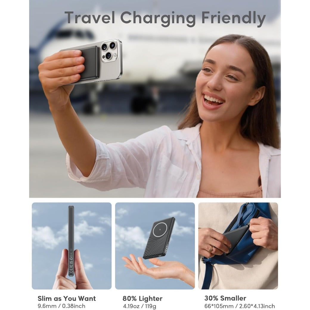 Power Bank for Magsafe, 2026 Ultra Slim 5000mAh 20W Fast Charging Powerbank Wireless Magnetic Portable Charger,USB C in&Out PD Phone Battery Pack,for iPhone 12/13/14/15/16/17 Mini Plus Pro Max