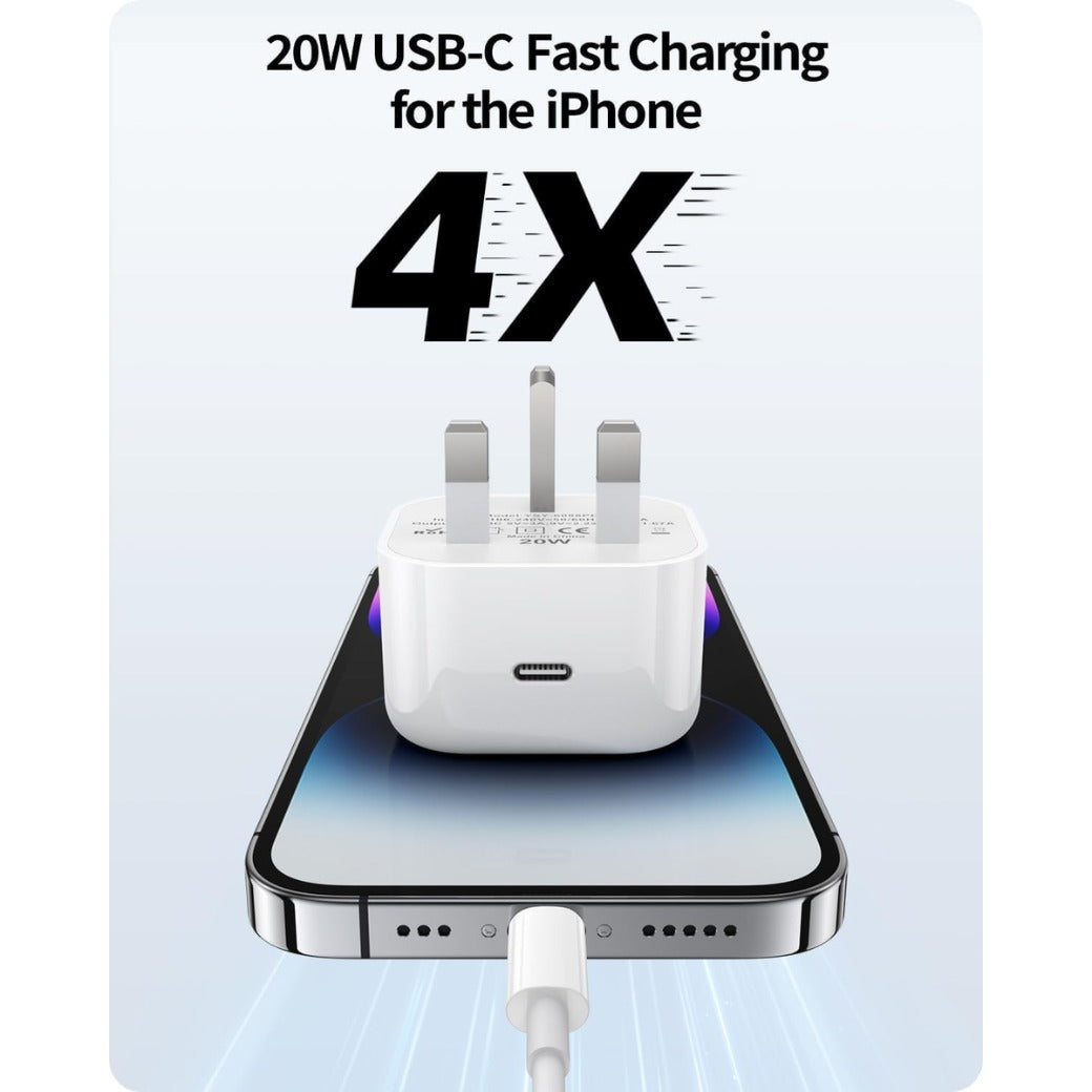 iPhone Fast Charger [MFi Certified] 20W USB C Fast Charging Plug and 2M Cable Power Delivery 3.0 UK Power Adapter USB-C Mains Charge Compatible with iPhone 14/13/12/11 Pro Max/X/XS Max/XR/8/7, iPad1