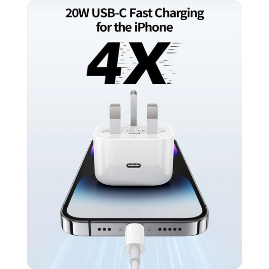 iPhone Fast Charger [MFi Certified] 20W USB C Fast Charging Plug and 2M Cable Power Delivery 3.0 UK Power Adapter USB-C Mains Charge Compatible with iPhone 14/13/12/11 Pro Max/X/XS Max/XR/8/7, iPad1